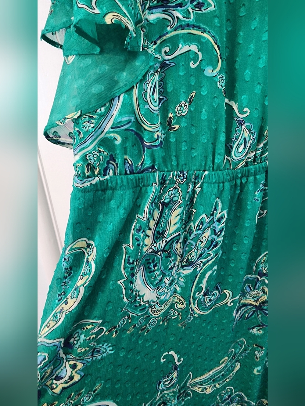 NWT Teal Paisley V-Neck Maxi Dress - XL - Picture 4 of 10